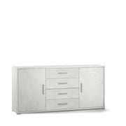 Credenza Mobile 2 ante con 4 cassetti 174x41x84H cm desing moderno in kit di montaggio colore Ossido bianco