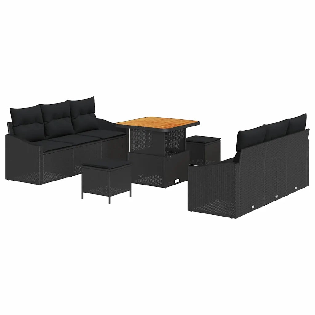Set Divano da Giardino con cuscino con archiviazione 9 pcs Nero 3364554