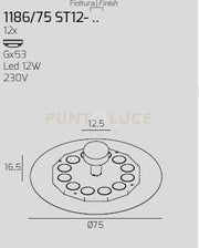 DISK BIANCO CON STAFFA DI FISSAGGIO E COPRIBASE 1186-75 ST12-BI