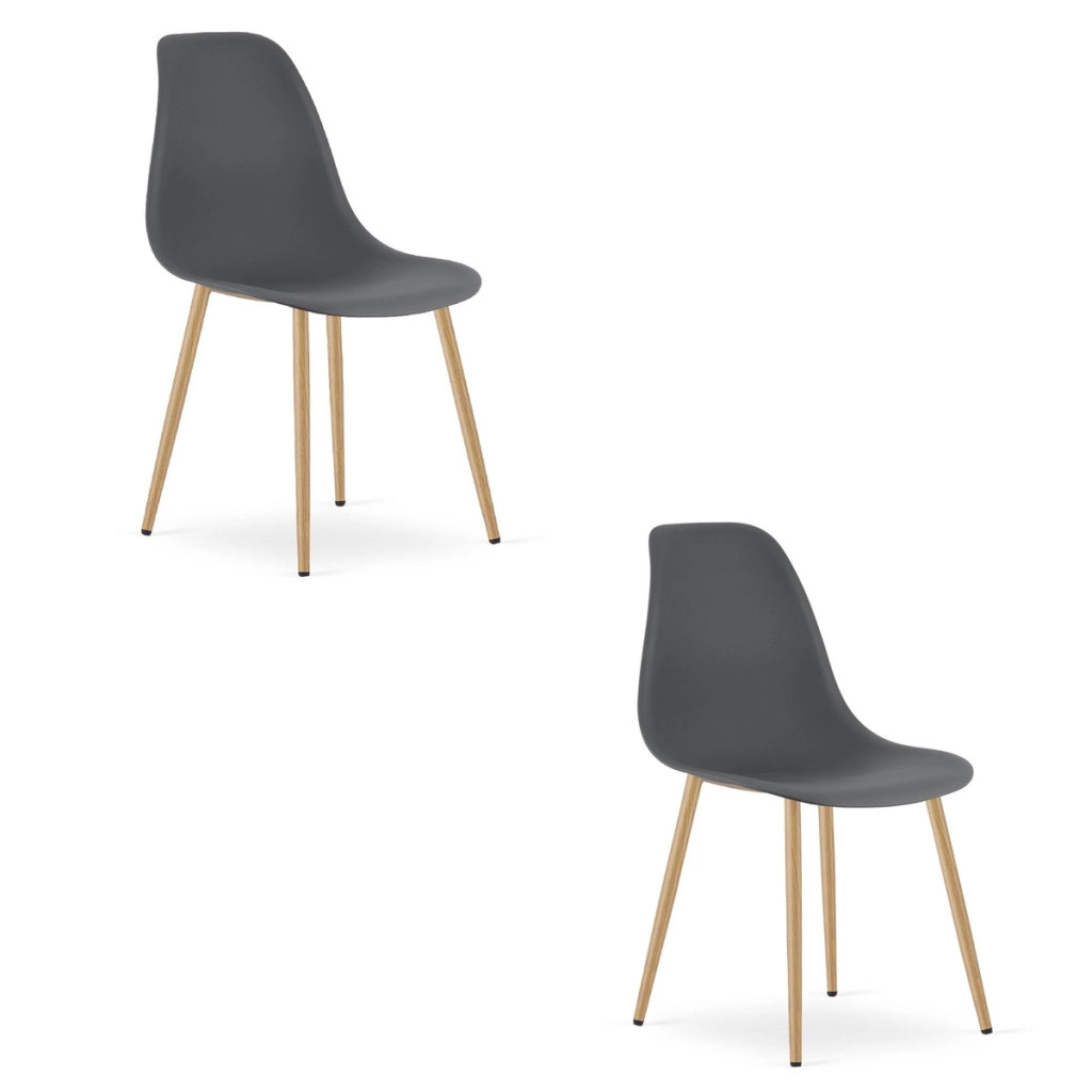 Set di 2 sedie WAT scandinave grigio scuro e legno