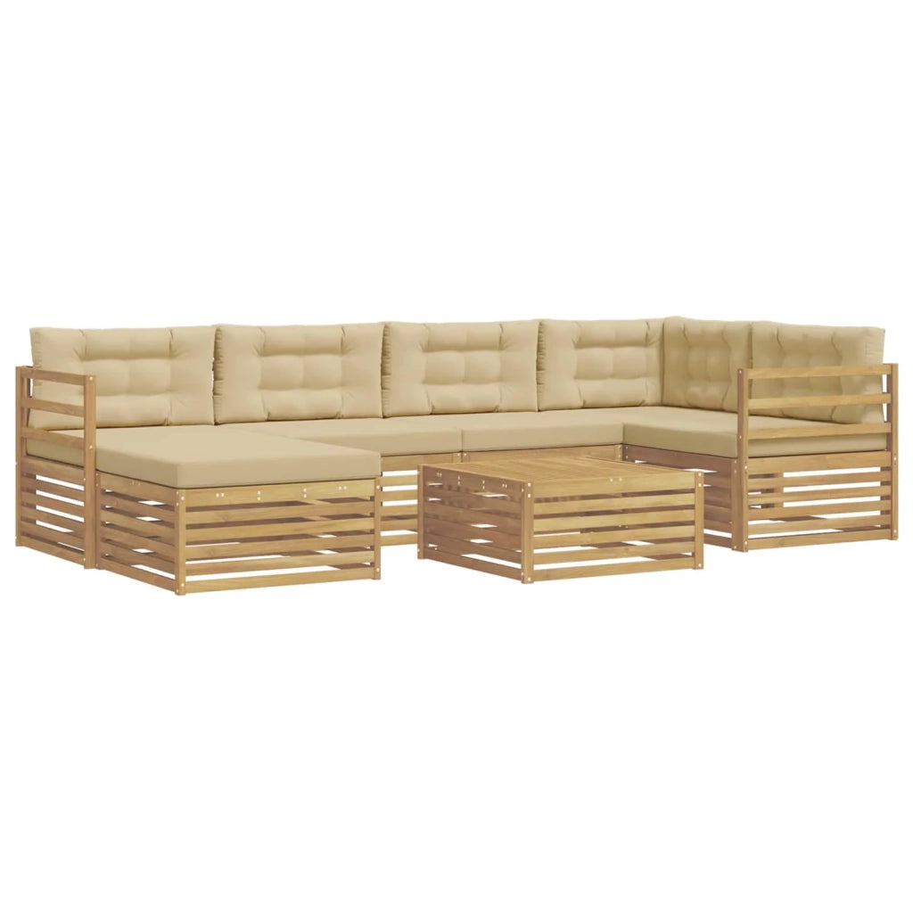 Set di divani da esterno con cuscino 7 pcs Bianco e Beige 3390788