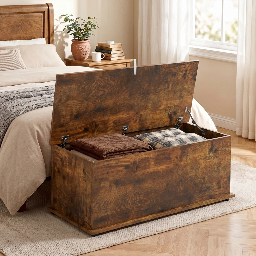 Panca contenitore in legno marrone ¨C Xylo ¨C 100x40x40 cm, capacit¨¤ 120 kg