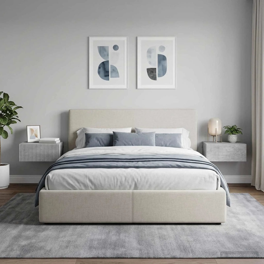 Mobiletto da notte a muro con cassetto 2 pcs Grigio Cemento 898452
