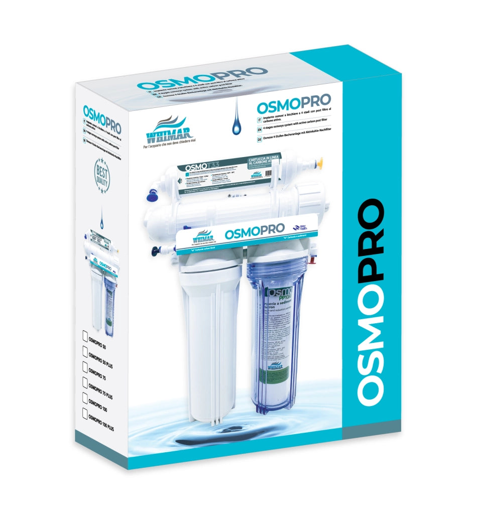 Whimar OsmoPro Plus 75GPD 285 L/g - Impianto bicchiere con membrana Pentair, lavaggio membrana e post-filtro al carbone