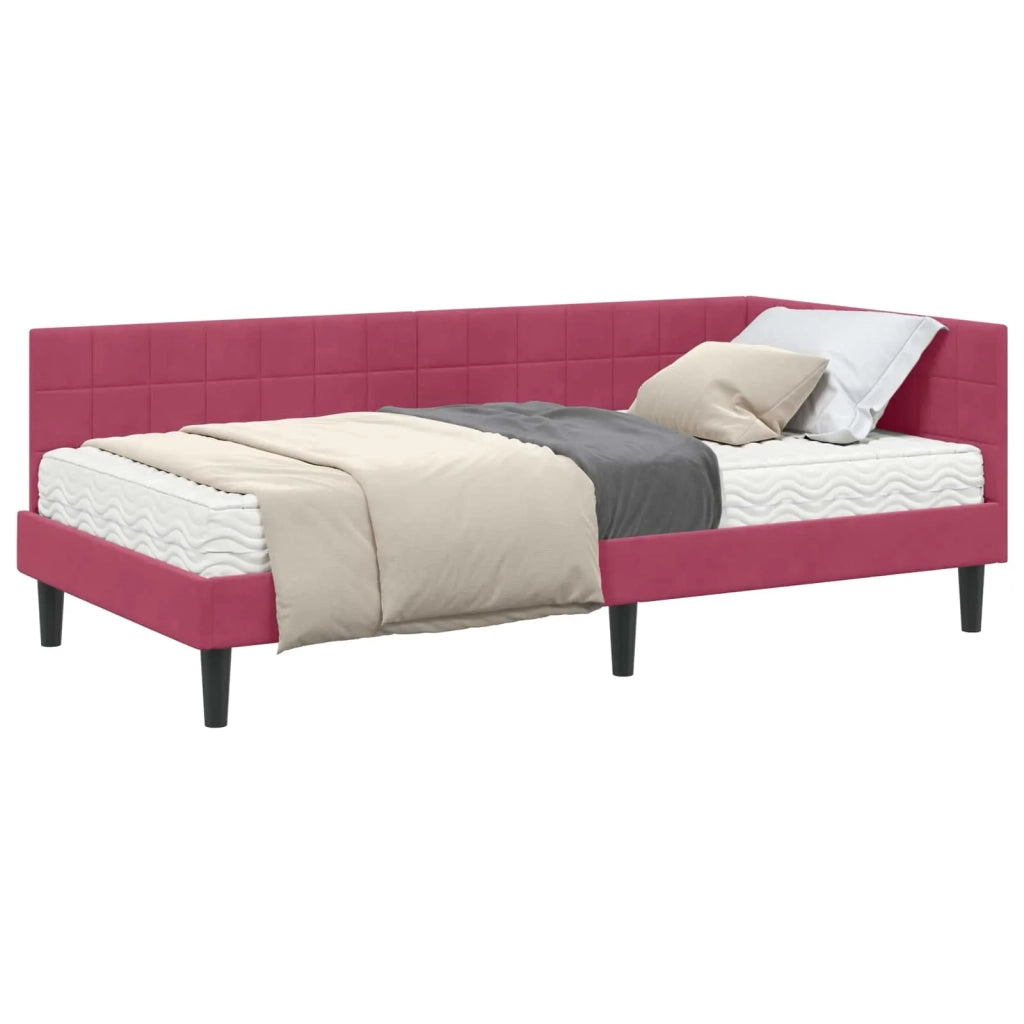 Struttura Letto Angolare con Materasso 2 pcs Verde Velluto