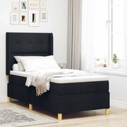 Letto a molle con materasso Nero 90 x 200 cm Tessuto