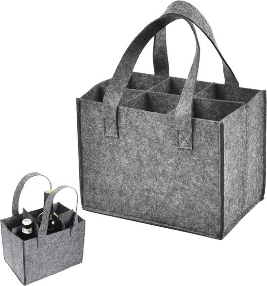 Flesdrager con 6 cassette per bottiglie - Grigio - Adatto per feste e pic nic