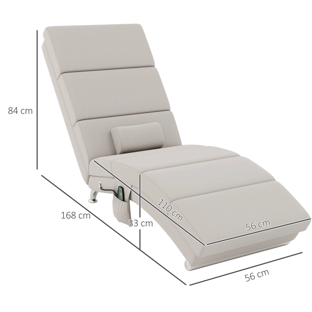 Poltrona relax massaggiante e riscaldata con poggiapiedi ¨C zephmum ¨C tessuto effetto lino crema