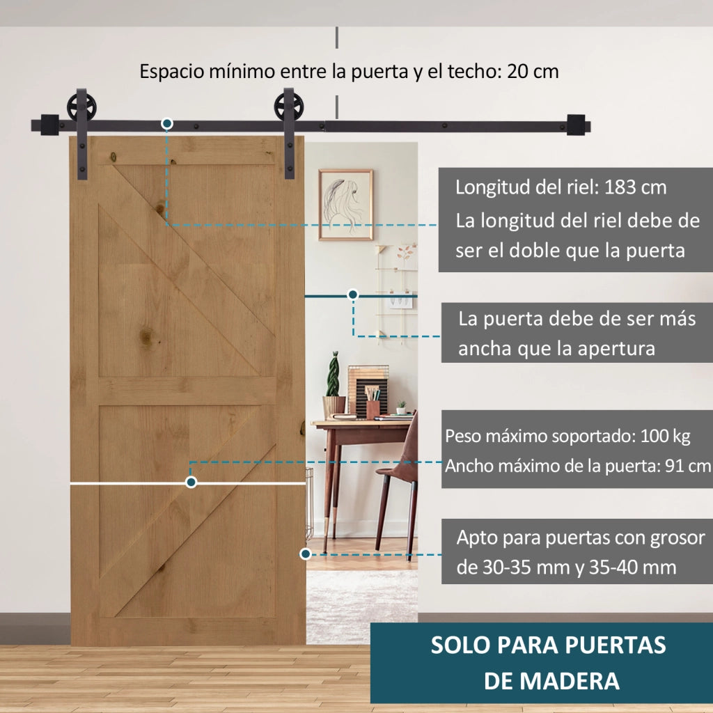 Guida per Porta Scorrevole ¨C Minimal ¨C Legno Acciaio 183 cm