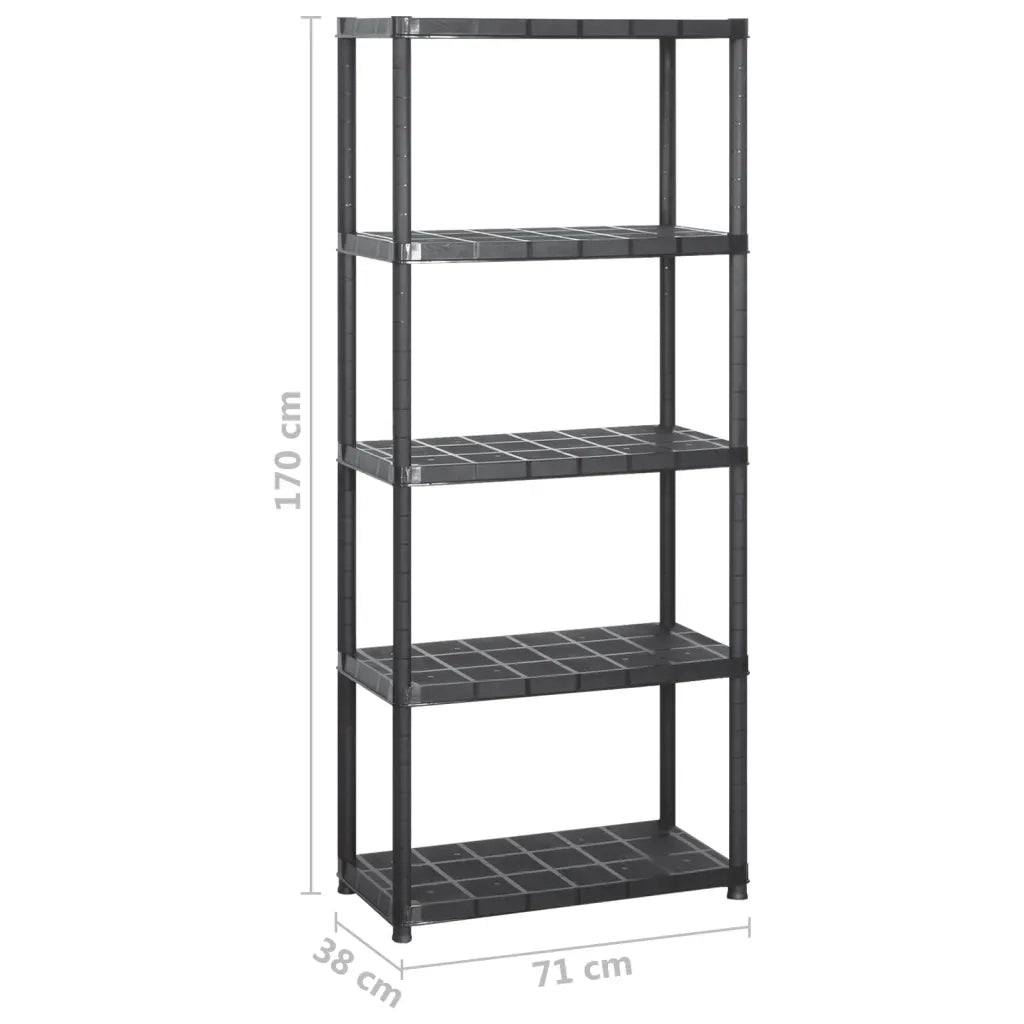 Scaffale a 5 Ripiani Nero 284x38x170 cm in Plastica 3059860