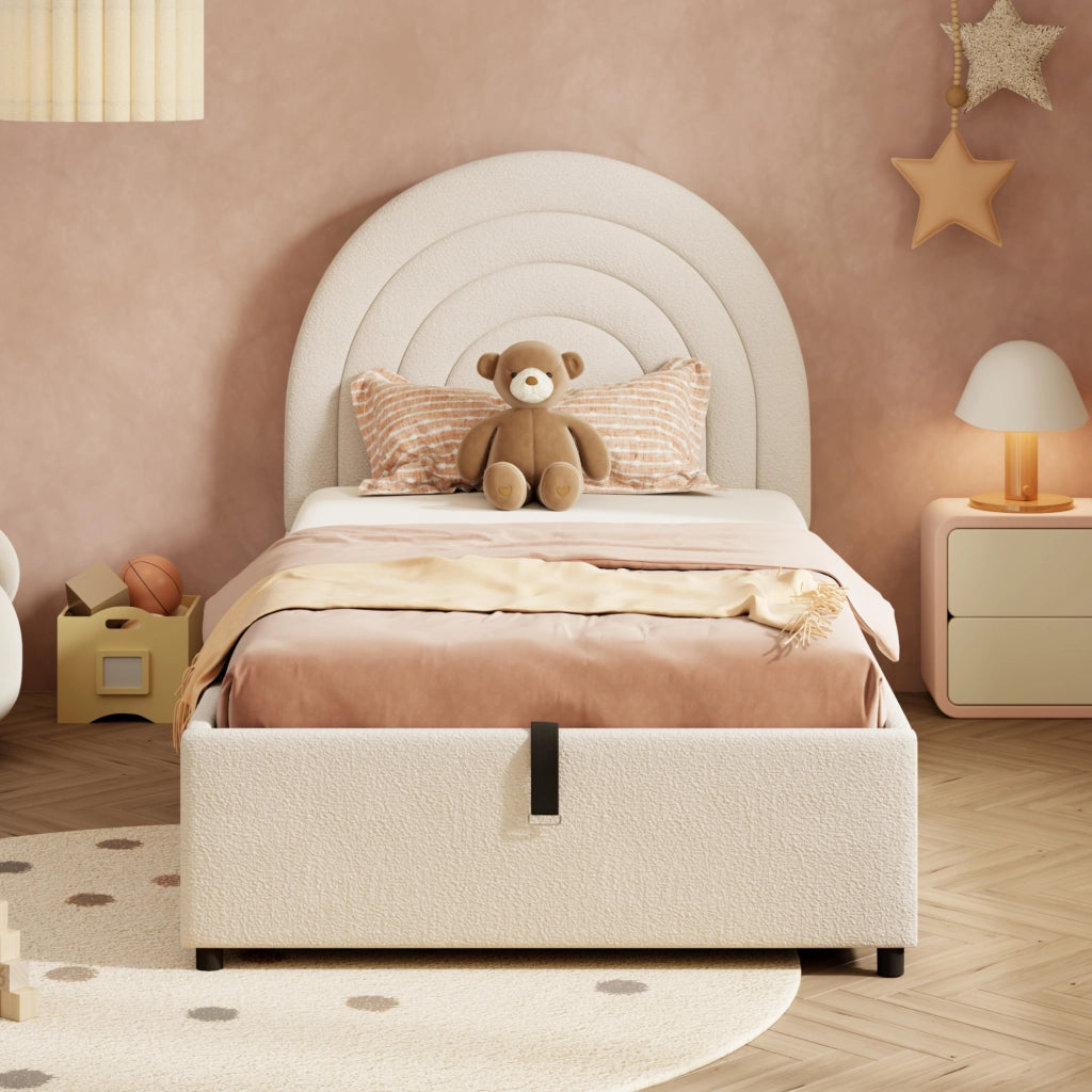 LETTO Contenitore 90x200 cm Bouclé Beige
