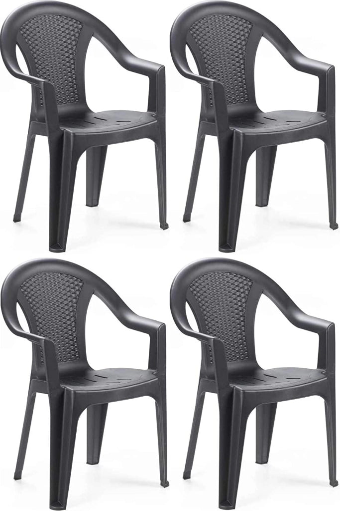 SET 4 SEDIE DA GIARDINO KORA IN POLIPROPILENE COLORE ANTRACITE 55 X 54 X 82 CM