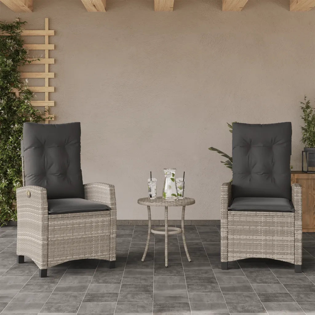 Set da Bistrò 3 pz con Cuscini Grigio Chiaro in Polyrattan 365230