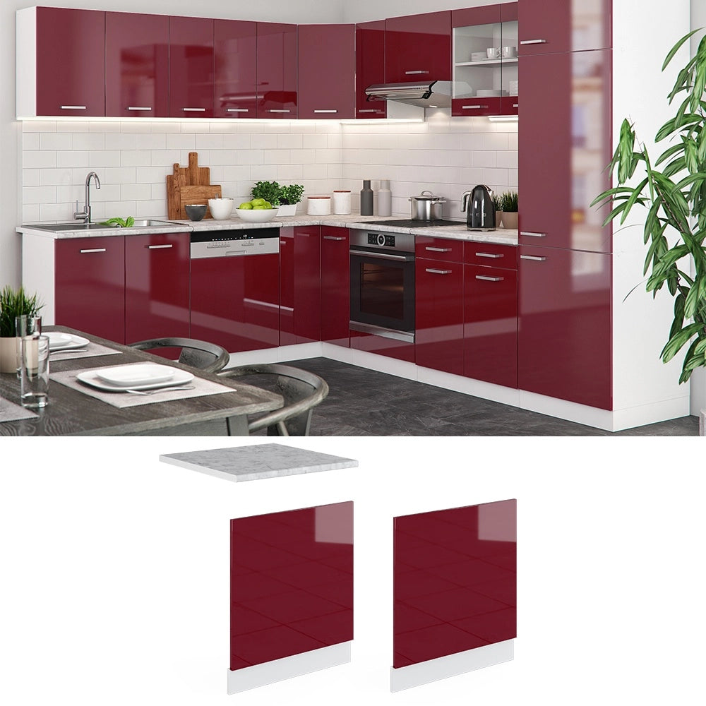 Pannello frontale R-Line Rosso lucido/Bianco 60 cm, PL Marmo Vicco