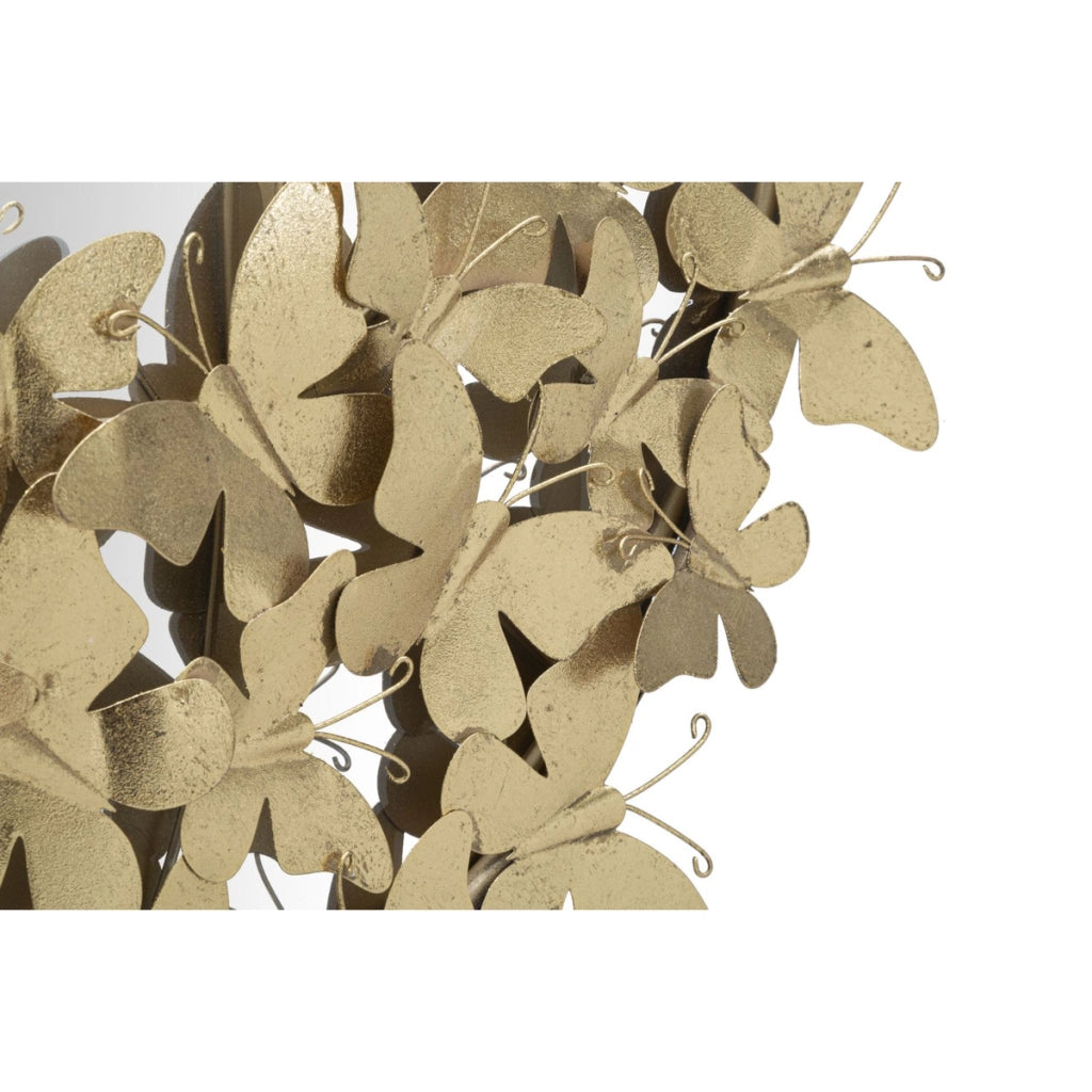 Specchio Glam Oval Butterfly in ferro dorato con farfalle
