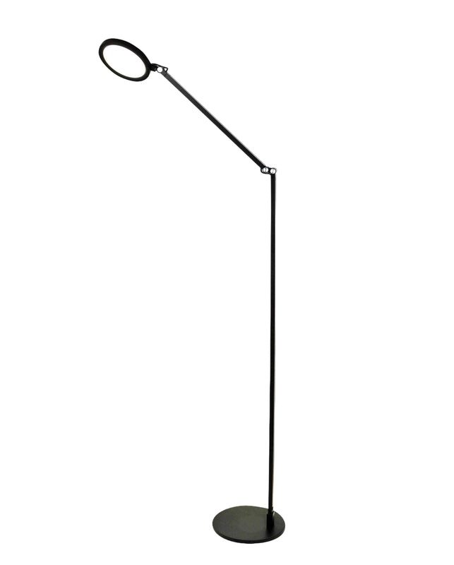 Regina - Piantana a Led Nera orientabile in metallo H.135 cm Fabas Luce - Luce a led 9W integrata CCT (3000K 4000K 5000K 6000K)