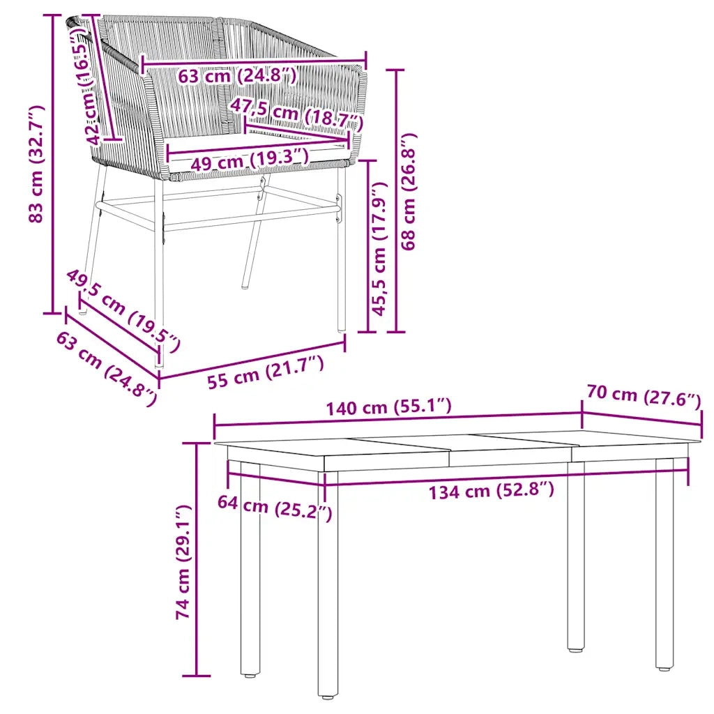 Set da Pranzo da Giardino con Cuscini 5 pz Polyrattan Vetro 3334613