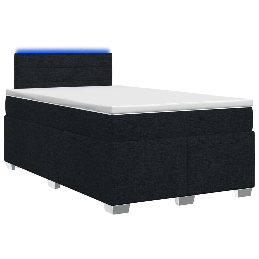 Letto con Box Spring, Materasso e LED Nero 120 x 190 cm Tessuto 3451891