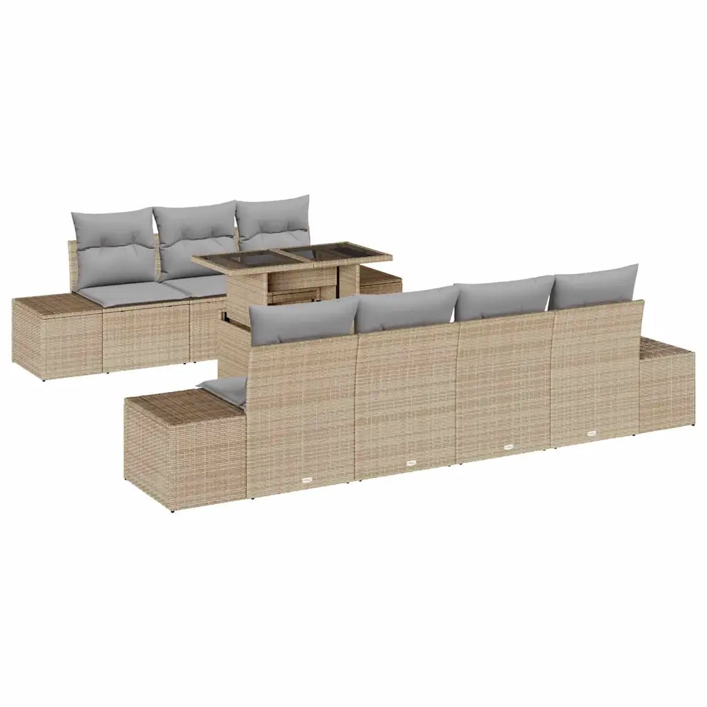 Set Divano da Giardino con cuscino 8 pcs Beige e Grigio Chiaro 3357863