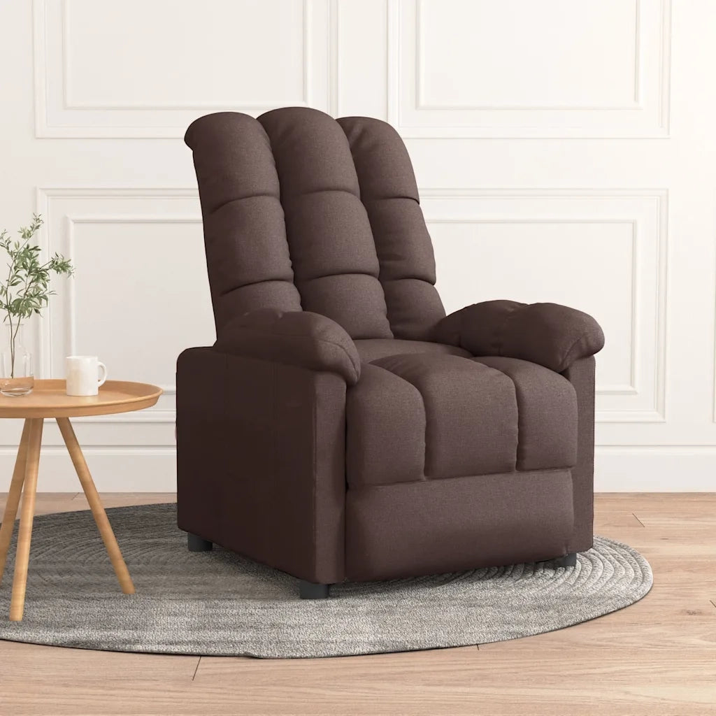 Poltrona Reclinabile Marrone Scuro in Tessuto 289801