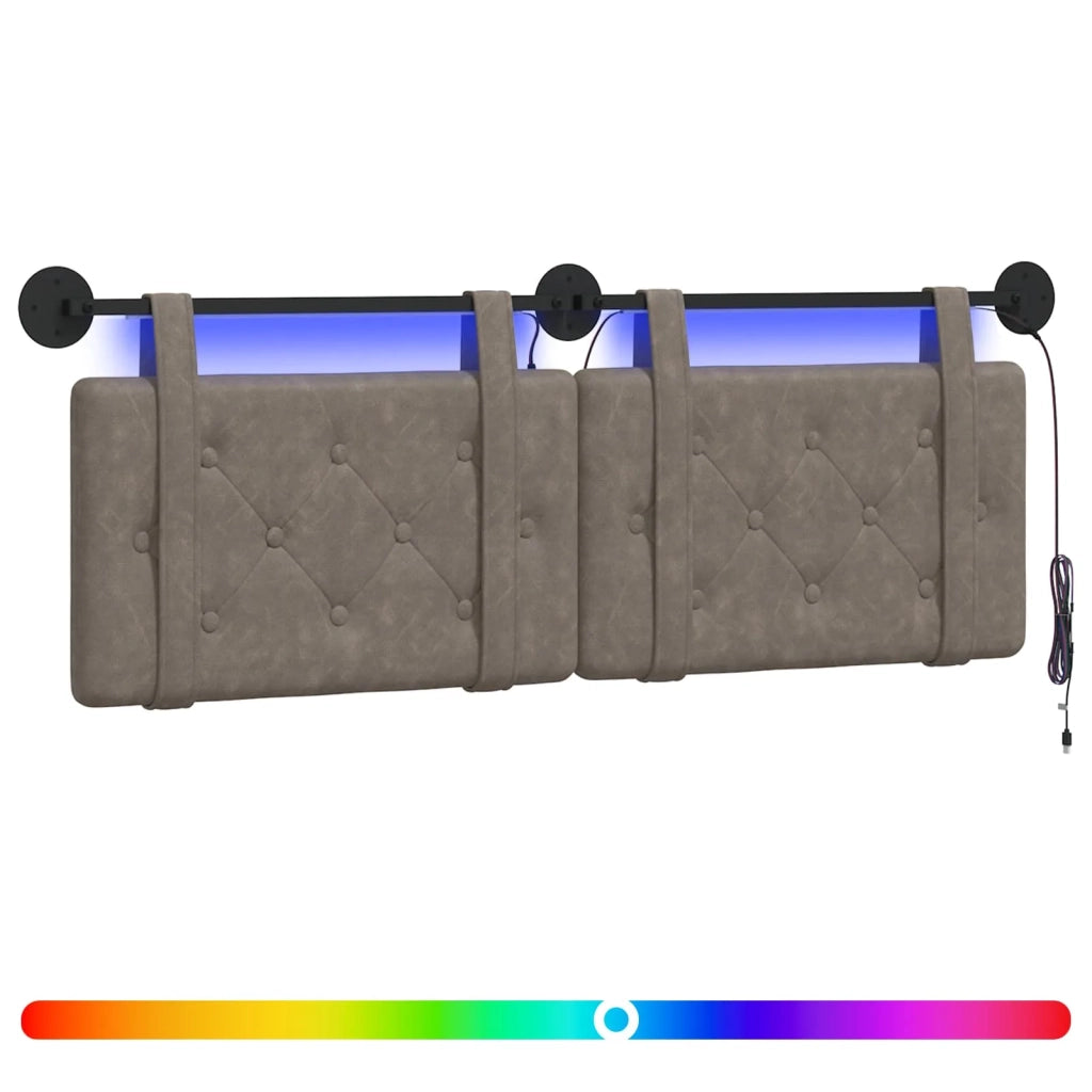 Testiera | Testata sospesa Con luce LED Grigio PU Antico
