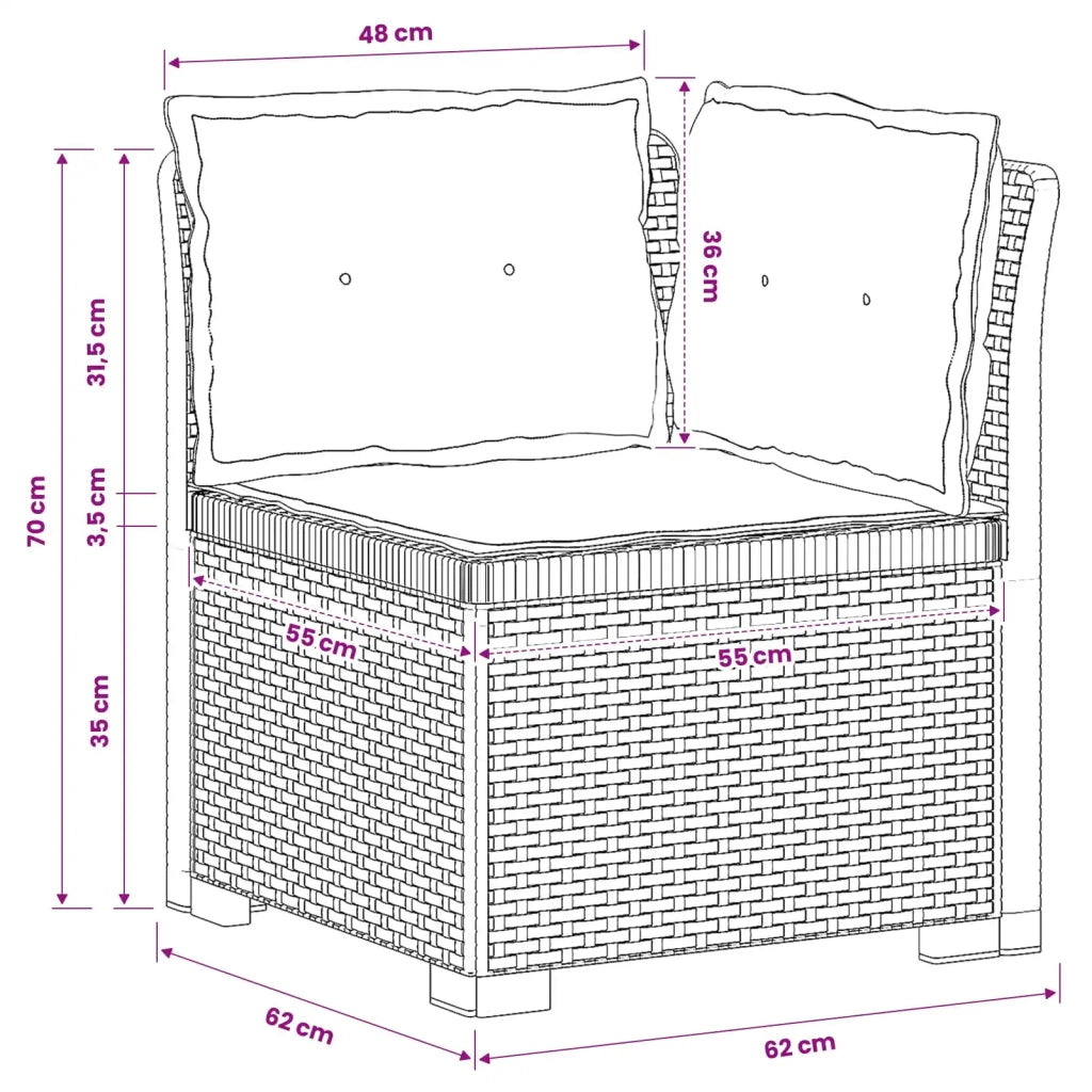 Divano da esterno-Divano da Giardino a 1 Posto con Cuscini Aspetto Rattan PP 955856