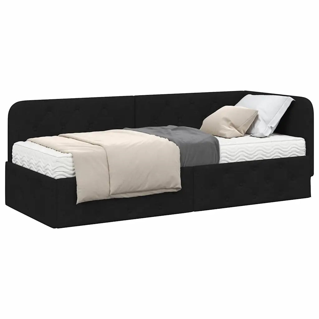 Cornice del letto ad angolo Nero 80 x 200 cm Tessuto