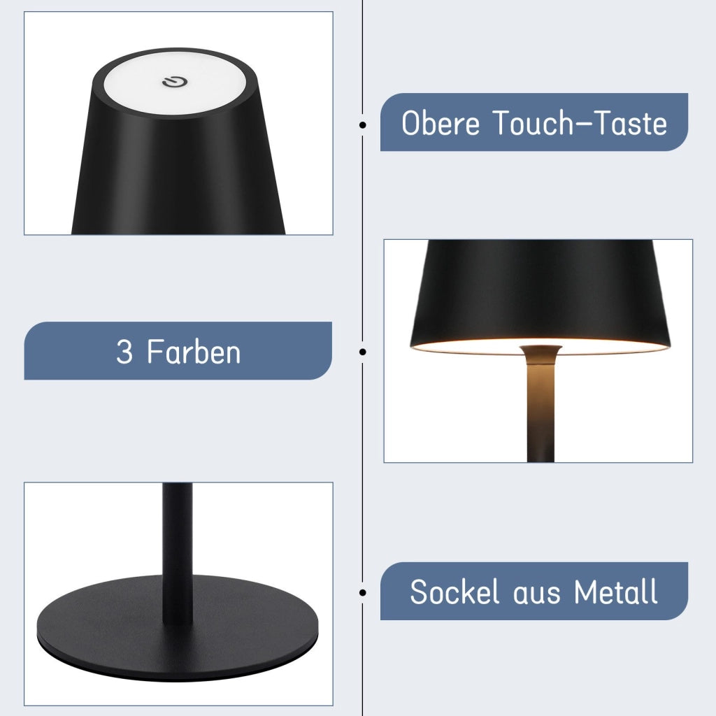 ZMH Lampada da tavolo LED wireless touch dimmerabile per comodino camera letto