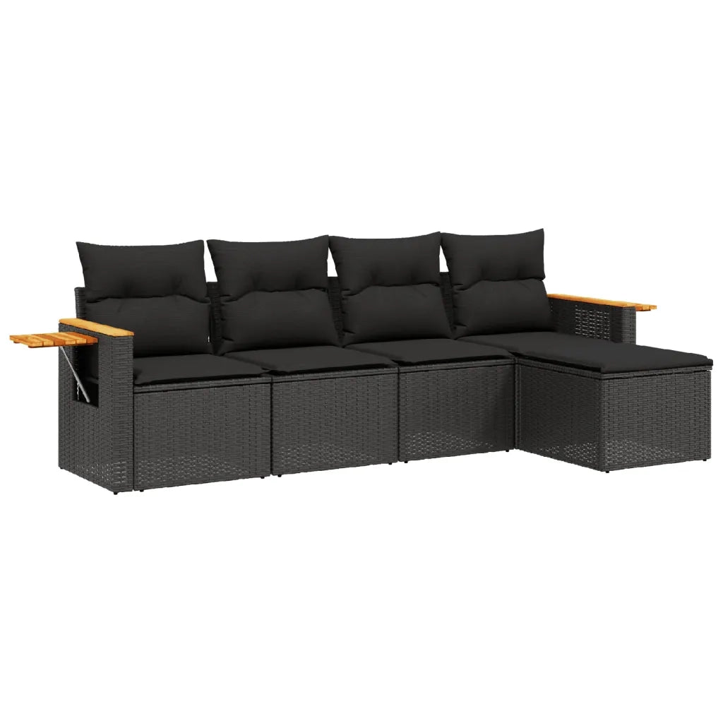 Set Divani da Giardino 5 pz con Cuscini in Polyrattan Nero 3259157