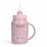 Mug Amico Mio Coniglio NEW BONE CHINA C/TAPPO E CANNUCCIA   SILICONE