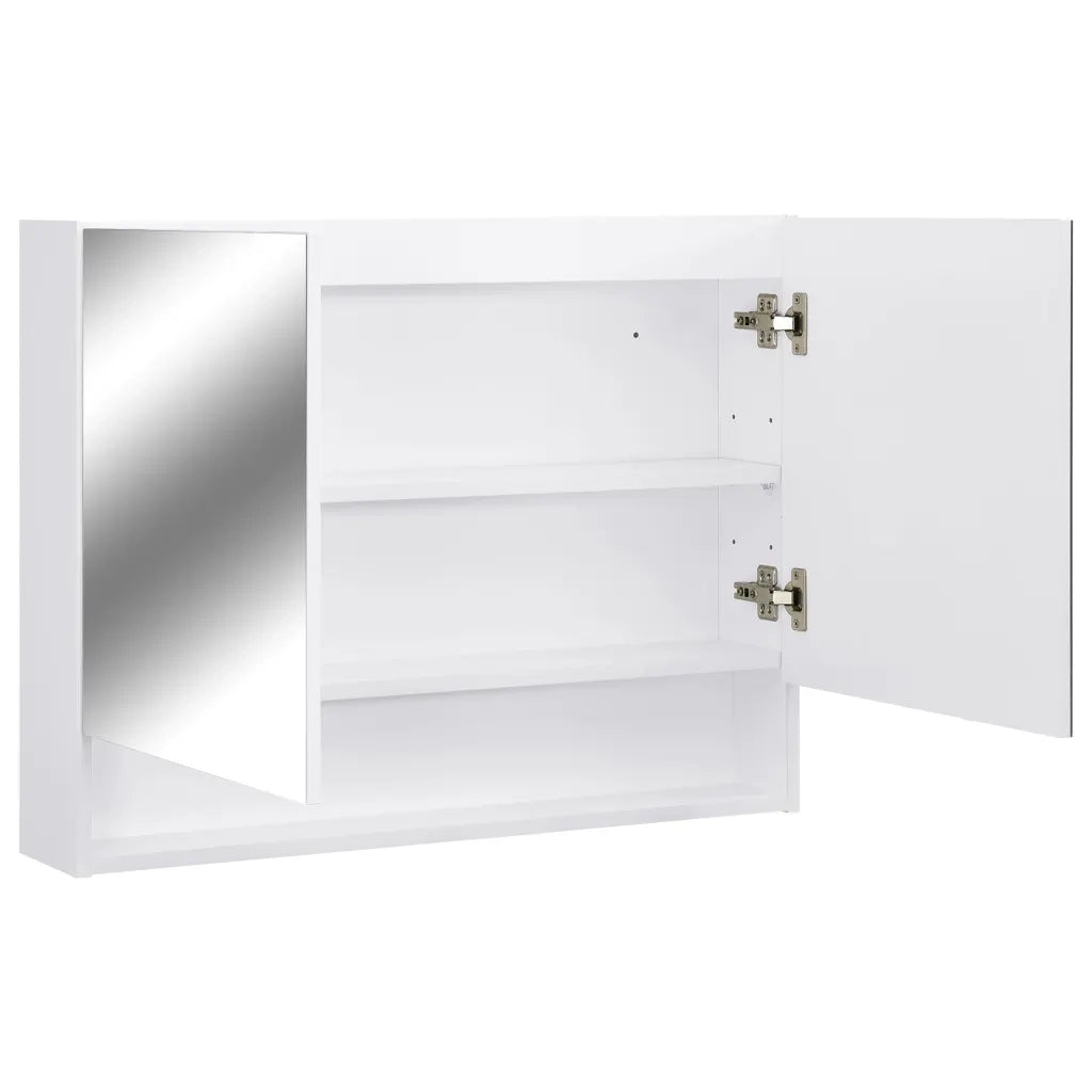 Armadietto a Specchio con LED-Mobile con specchio Bianco 80x15x60 cm in MDF