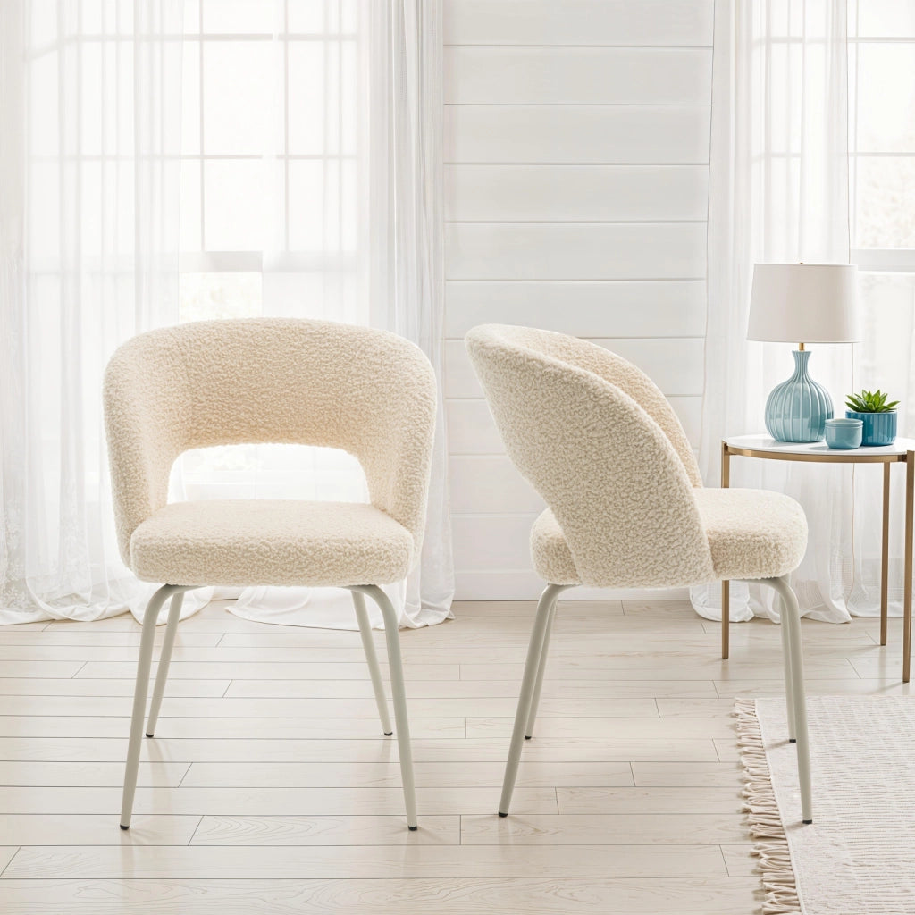 Set di 2 sedie FLAVIA beige in tessuto a balze