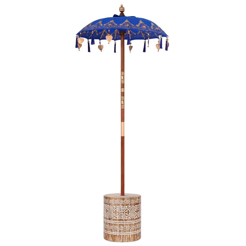 Ombrello balinese con base Blu 95 x 95 x 260 cm