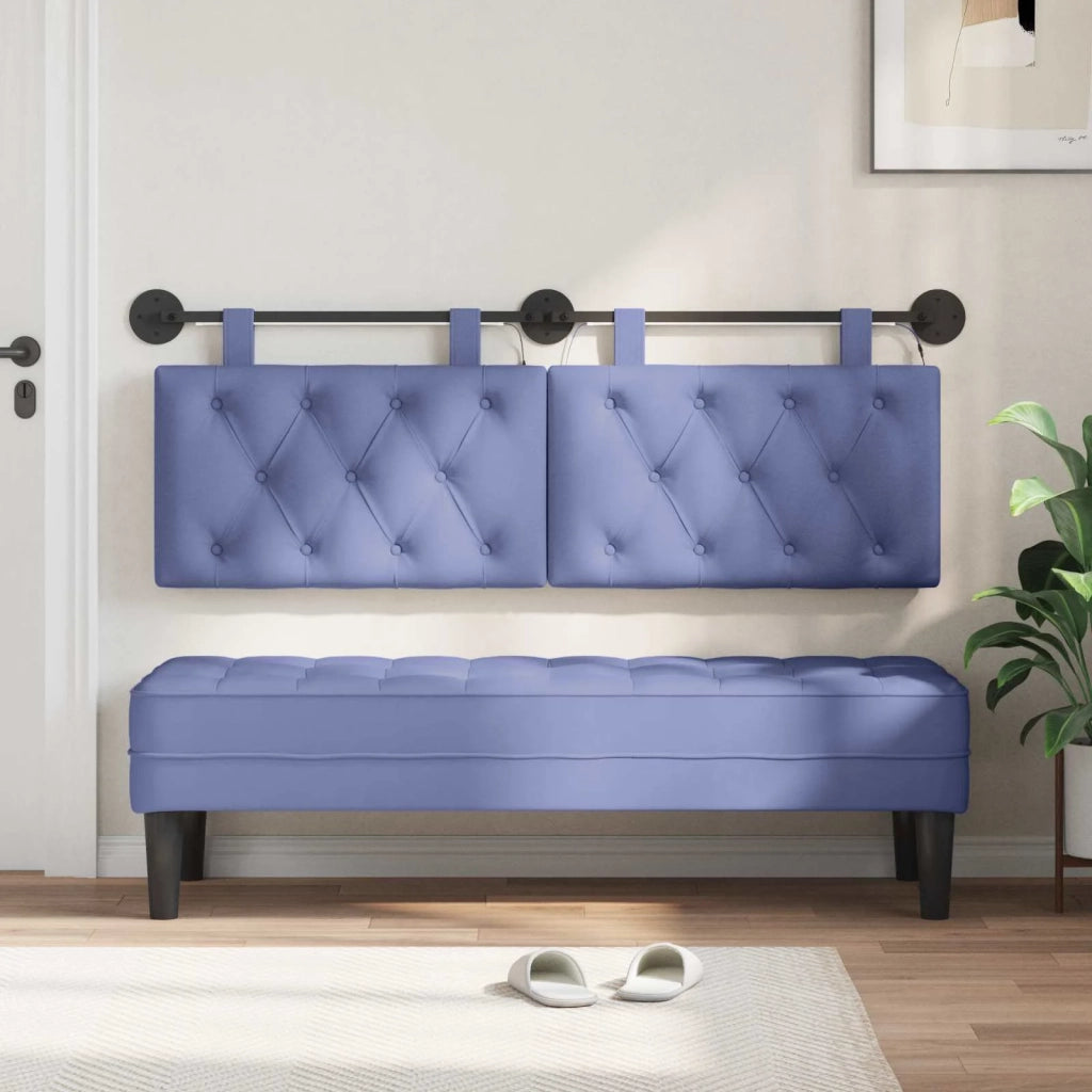 Testiera sospesa Con luce LED Blu jeans Tessuto 3424636