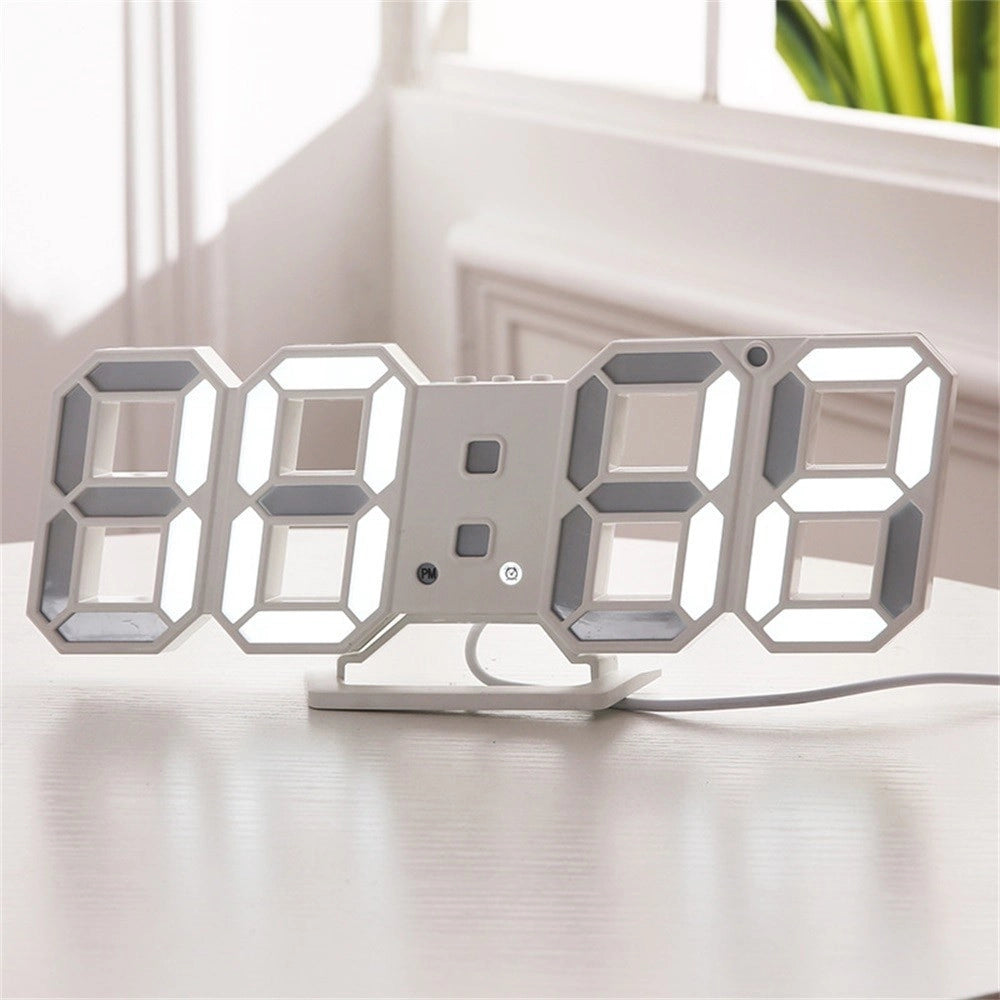 Trade Shop - Orologio Sveglia Digitale Display 3d A Led Da Tavolo Parete Arredo Casa Ufficio -