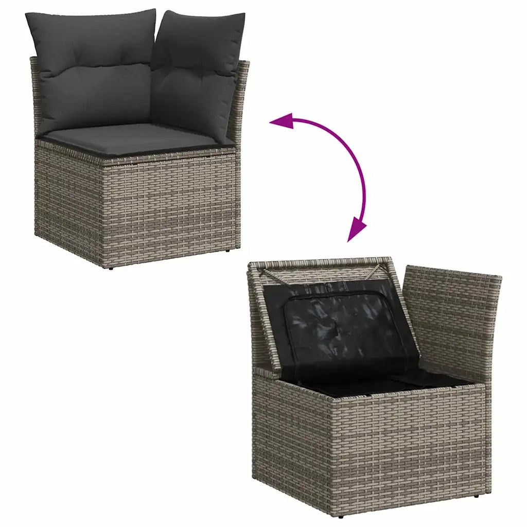 Set Divano da Giardino 11 pcs Grigio Rattan in Polipropilene