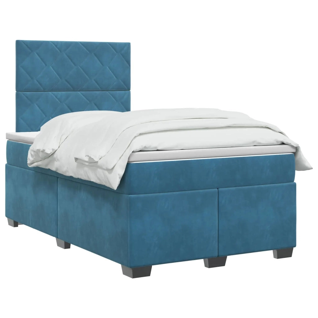 Letto box spring con materasso Blu 120 x 200 cm Velluto 3453630