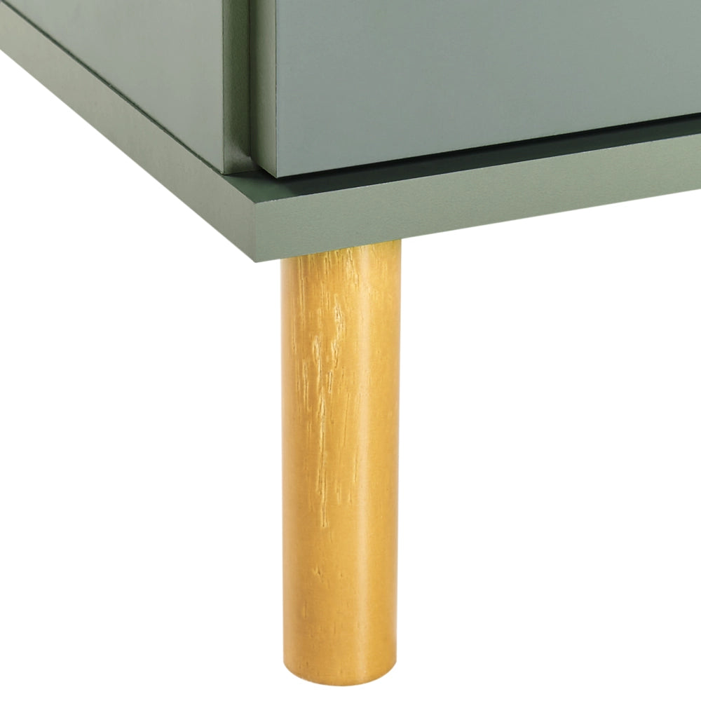 Comodino con  2 cassetti dettagli verde Oro stile moderno retrò