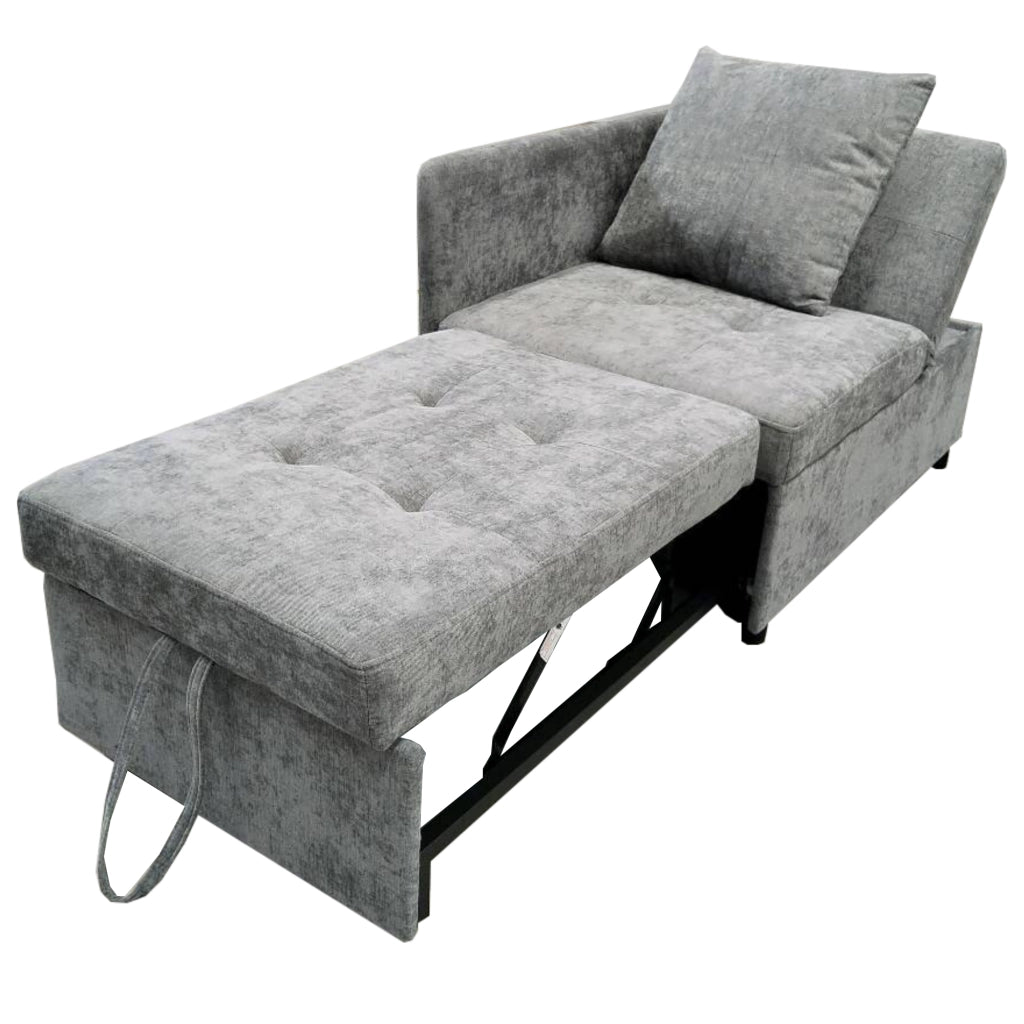 OKWISH Divano Letto 3 in 1, Schienale Regolabile in 5 Posizioni con Cuscino, Tessuto Imbottito Grigio 177 × 68 × 65 cm