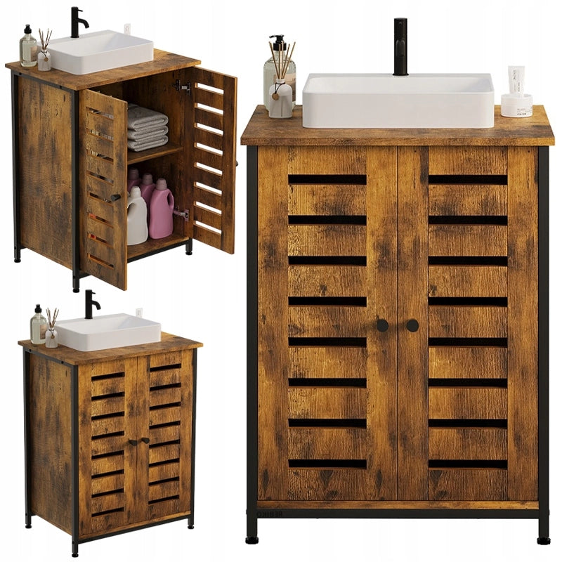 Mobile bagno – marrone, stile loft, a terra | rustico