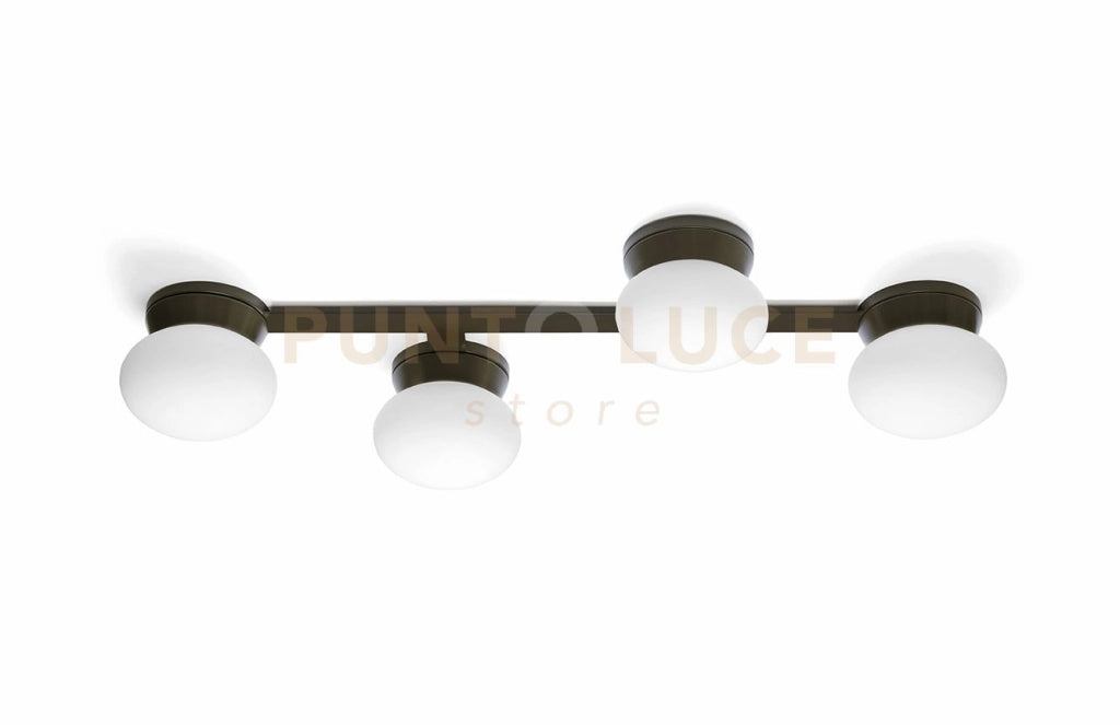 FUJI LAMPADA DA PARETE O SOFFITTO 4 LUCI GRIGIO TORTORA DIFFUSORE BIANCO ATTACCO GX53