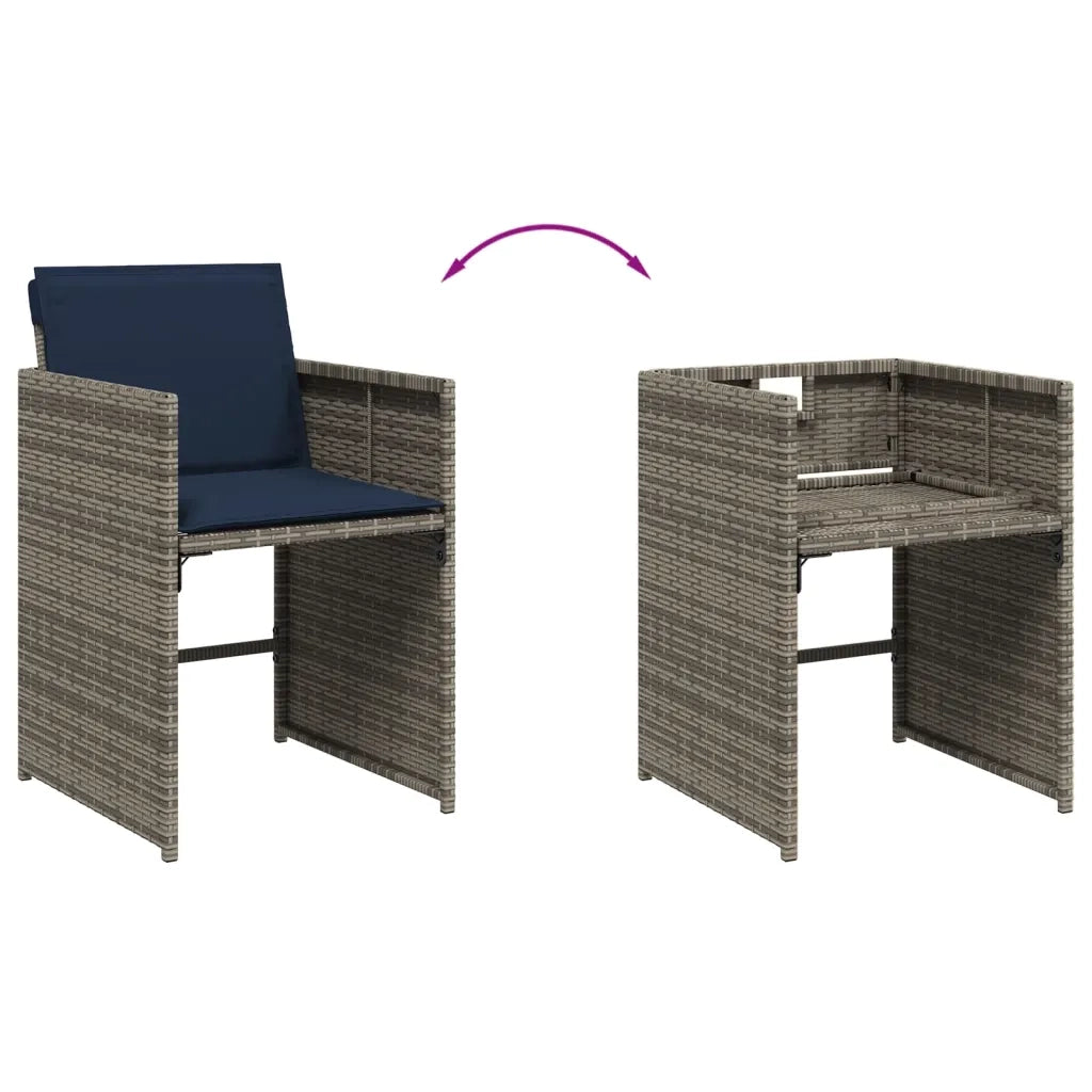 Set da pranzo da giardino da 15 pz con Cuscini in Polyrattan Grigio 3278184