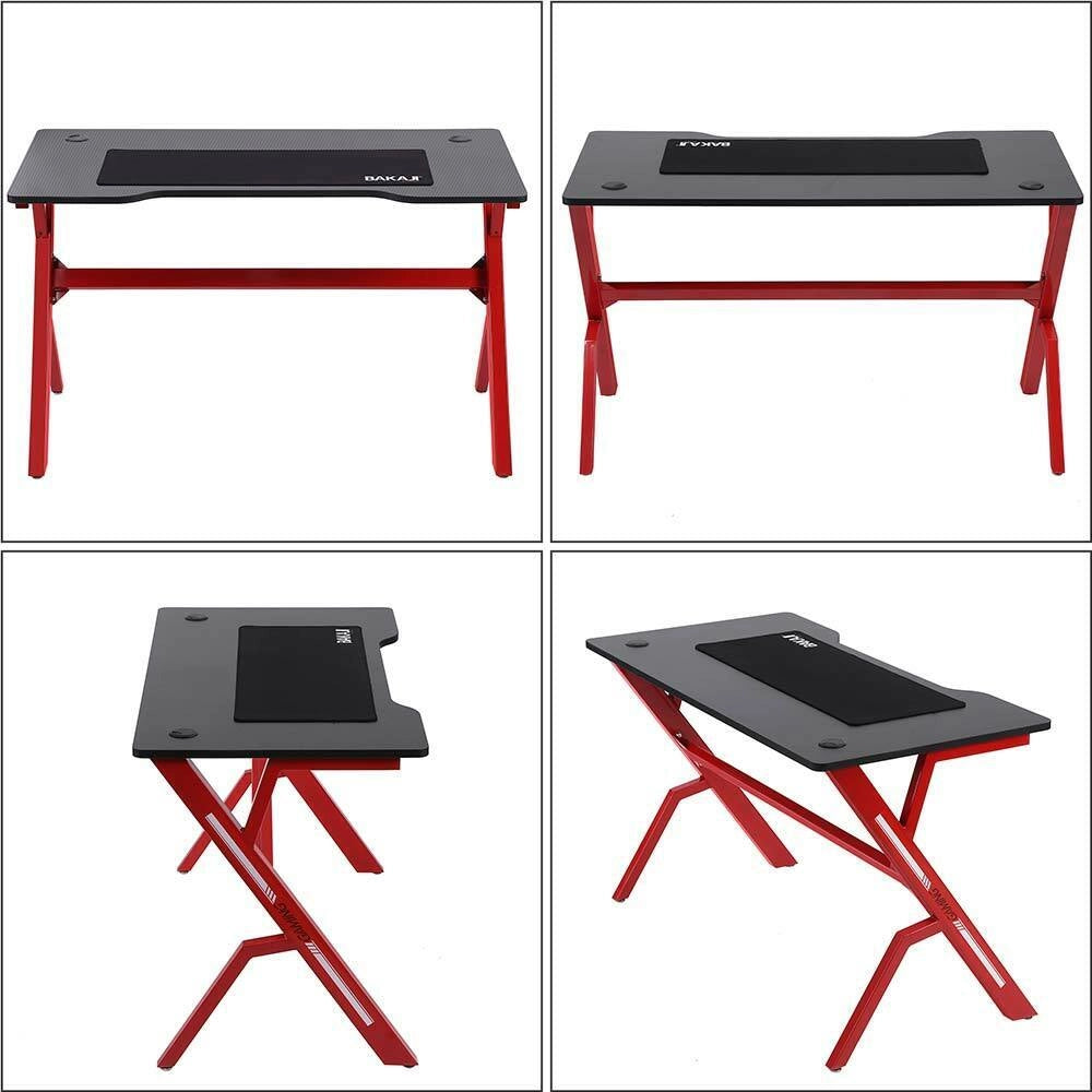 Scrivania Gaming Porta Pc Computer in Metallo e Legno MDF Tappetino Mouse Pad