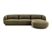 Cosmopolitan Design - Divano angolare destro "Tulum" 4 posti in velluto verde 