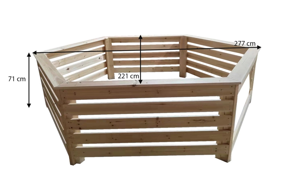 Rivestimento esagonale in legno abete massiccio.