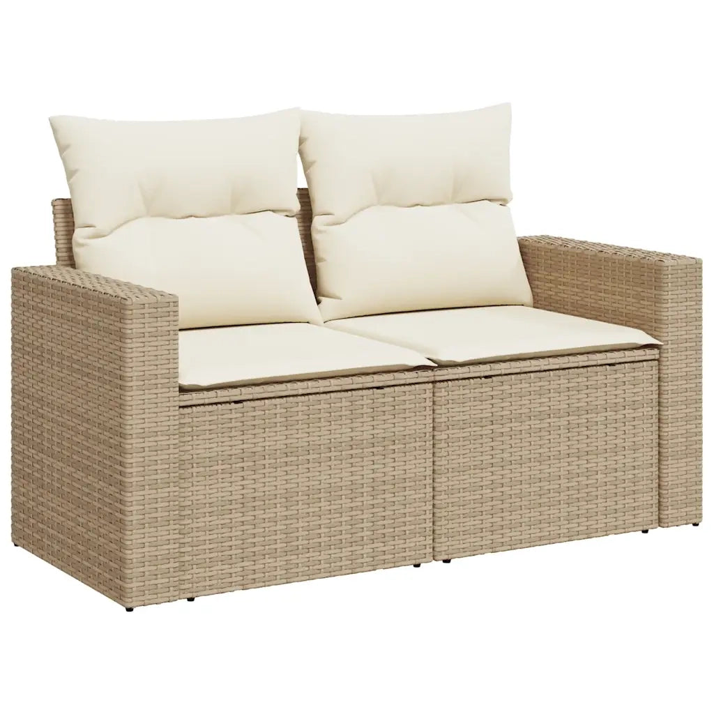 Set Divani da Giardino 7 pz con Cuscini Beige in Polyrattan 3326349