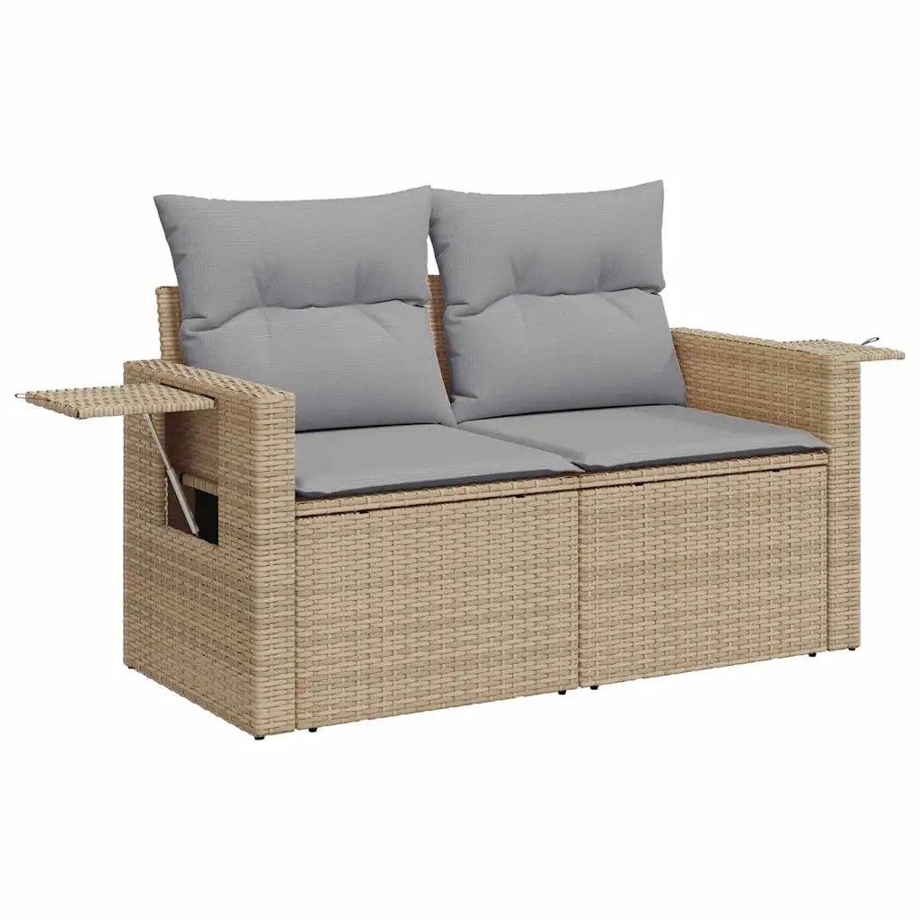 Set Divano da Giardino 11 pcs Beige e Grigio Chiaro polyrattan