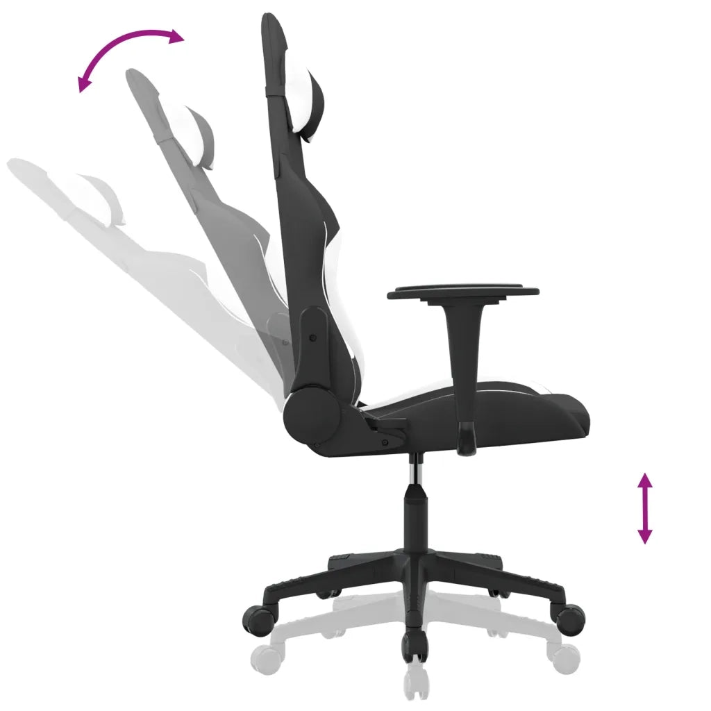 Sedia da Gaming Nero e Bianco in Tessuto 345498