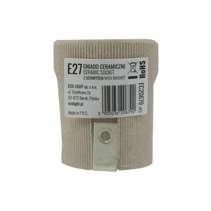 Portalampada ceramico E27 con staffa Ecolight