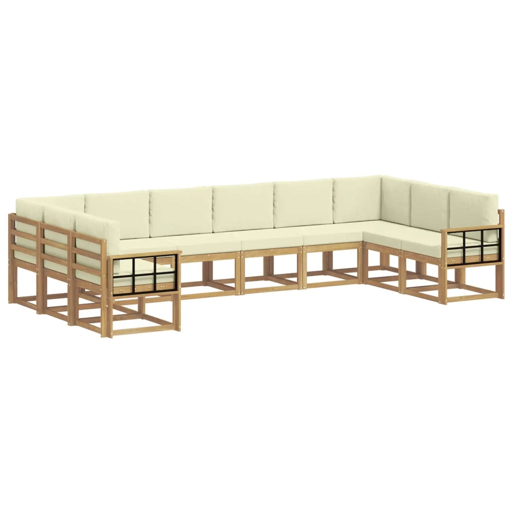 Set di divani da esterno 10 pz Bianco e Crema 3388299